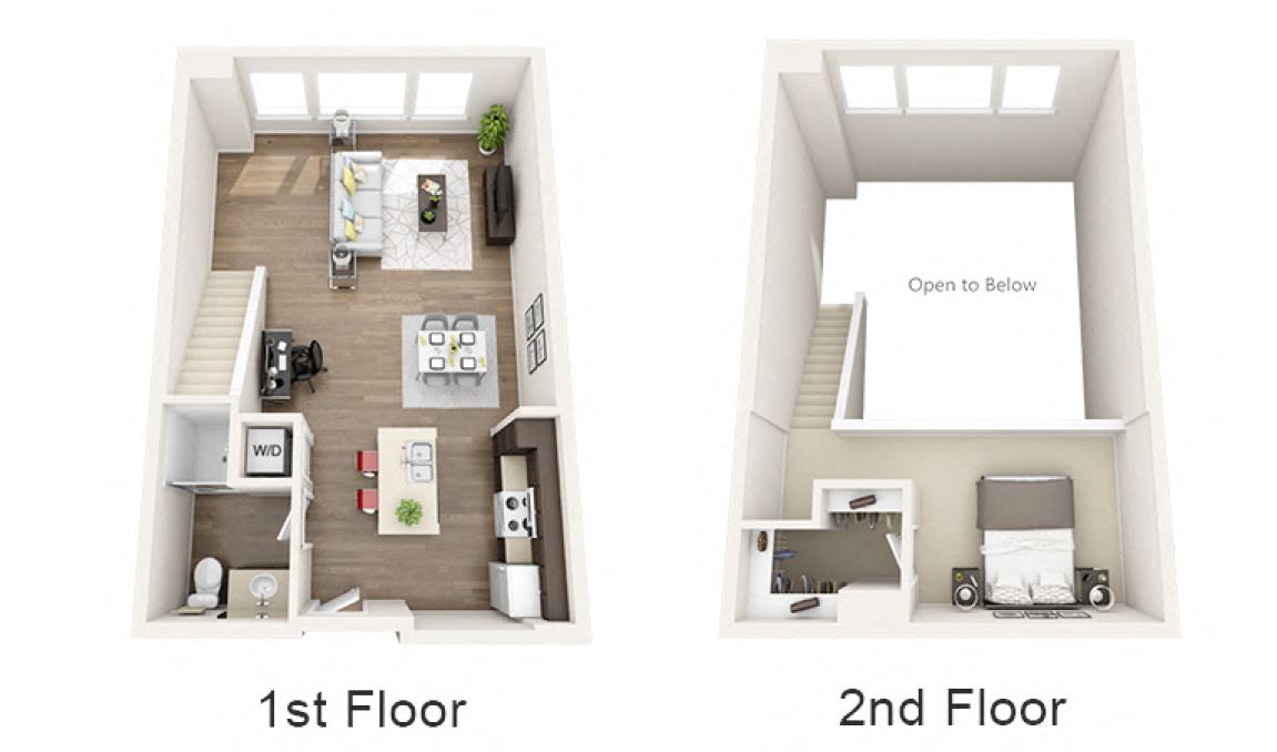 Floor plan for 1 bed, 1 bath, 935 sqft